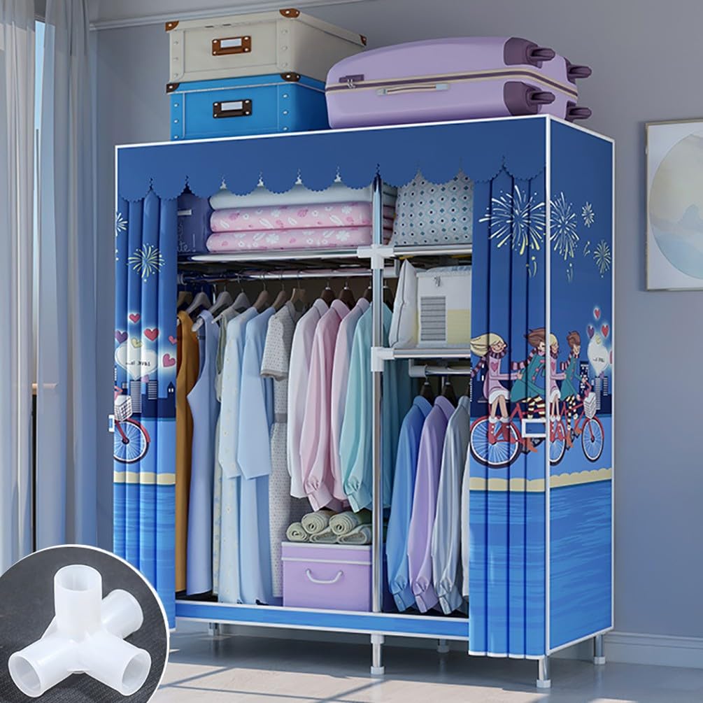 Armario portátil, Armario Plegable con Barra para Colgar, 123x45x170CM Organizador de Almacenamiento para Armario de Ropa para Dormitorio, Armario de Lona de Tela Resistente y Duradera