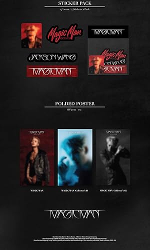 Miniatura 5 de GOT7 Jackson Wang Magic Man Album (MAGIC MAN COLLECTOR'S 01 Ver) + tarjeta de regalo de tienda GOT7 (sellada)  Álbum de exhibición de K-pop, negro