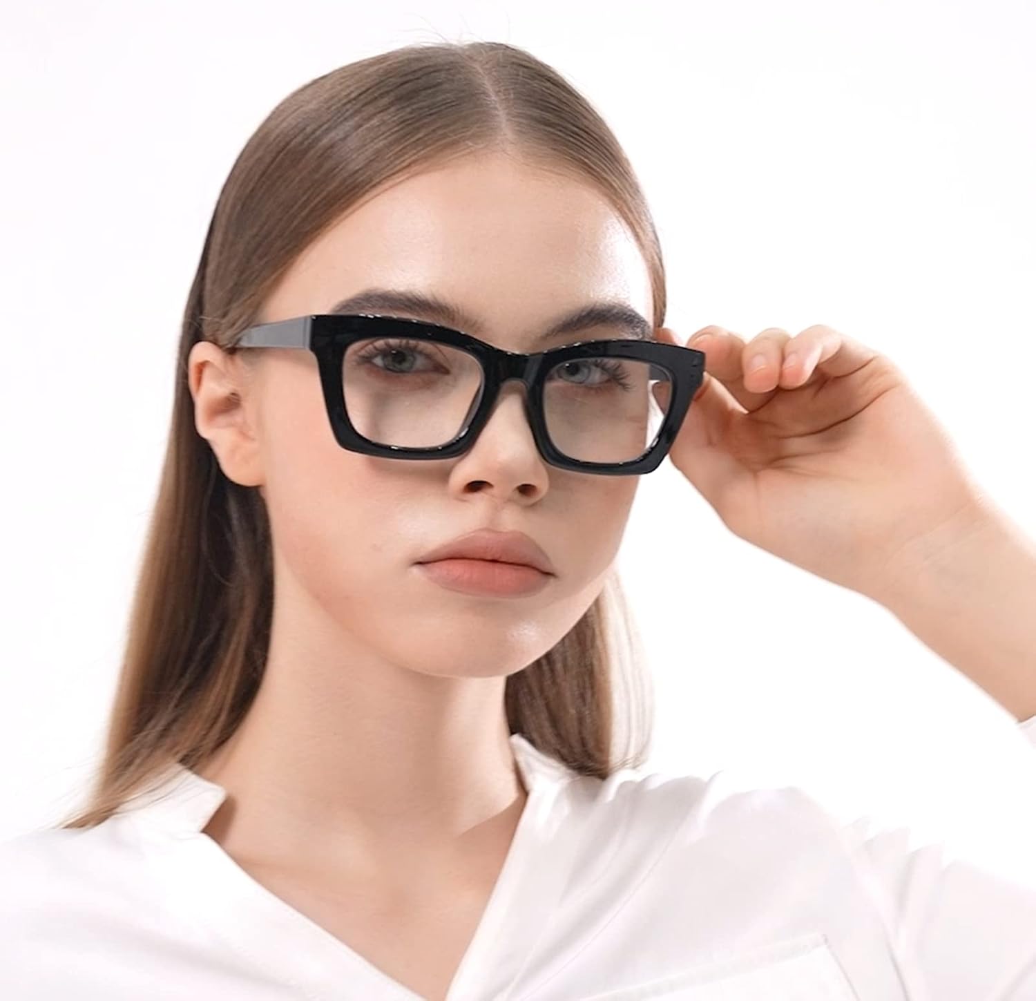 Hubeye 5 Pairs Oprah Style Square Reading Glasses for Women Men Blue Light Blocking Computer Readers with leather case - Image 6