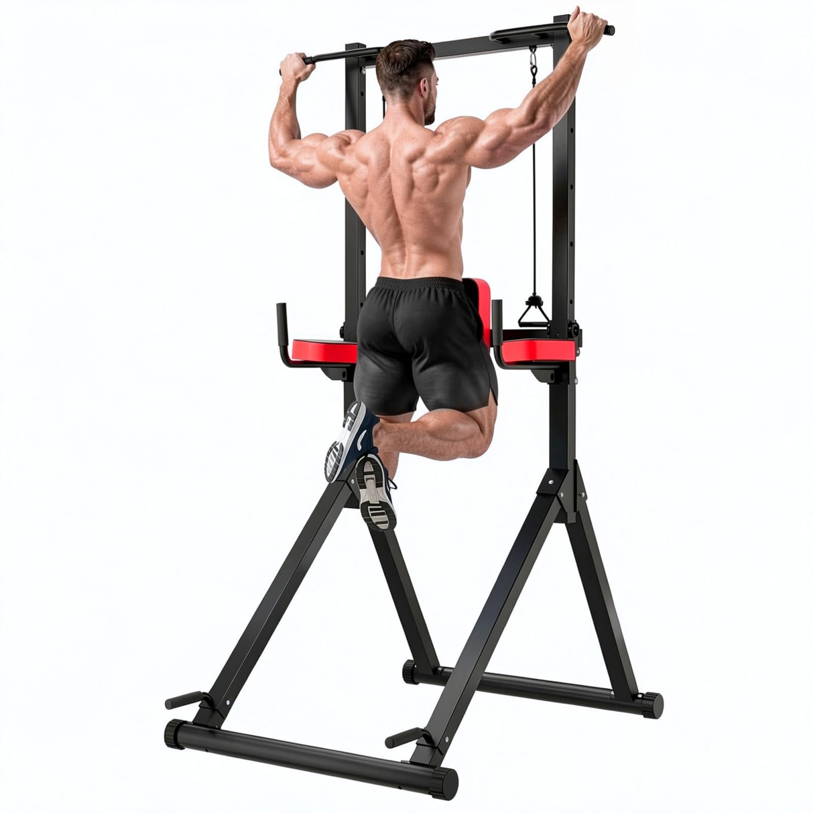 All-in-One Power Tower Dip Station Pull Up Bar Freestanding Multi Function Power Station Home Strength Training Tool Height Adjustable Full Body
