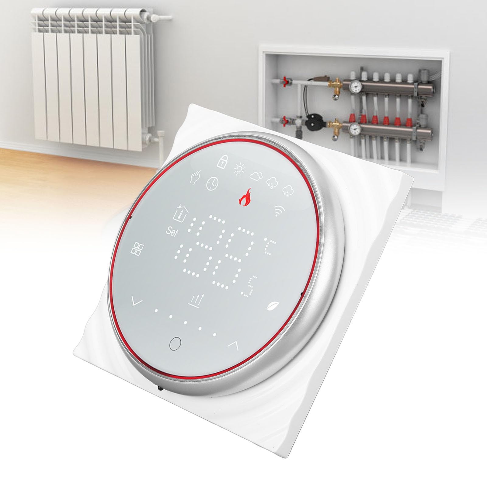 Cocoarm Inteligentny Termostat Domowy z Wyświetlaczem LED, Programowalny Sterownik Ogrzewania Podłogowego, Energooszczędna i Dokładna Kontrola Temperatury do Użytku Domowego (WHITE)
