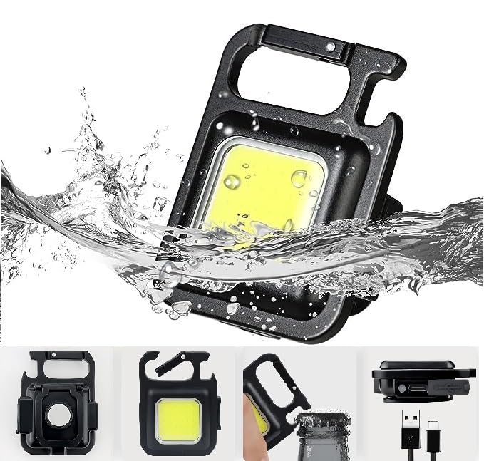 SHOPOLIFE Mini LED Light || 1000 High-Lumens Bright Emergency Work Light || Type-C USB Recharging, 4 Lighting Modes, Carabiner Hook, Bottle Opener, Magnet Base for Fishing Walking Camping-image-18