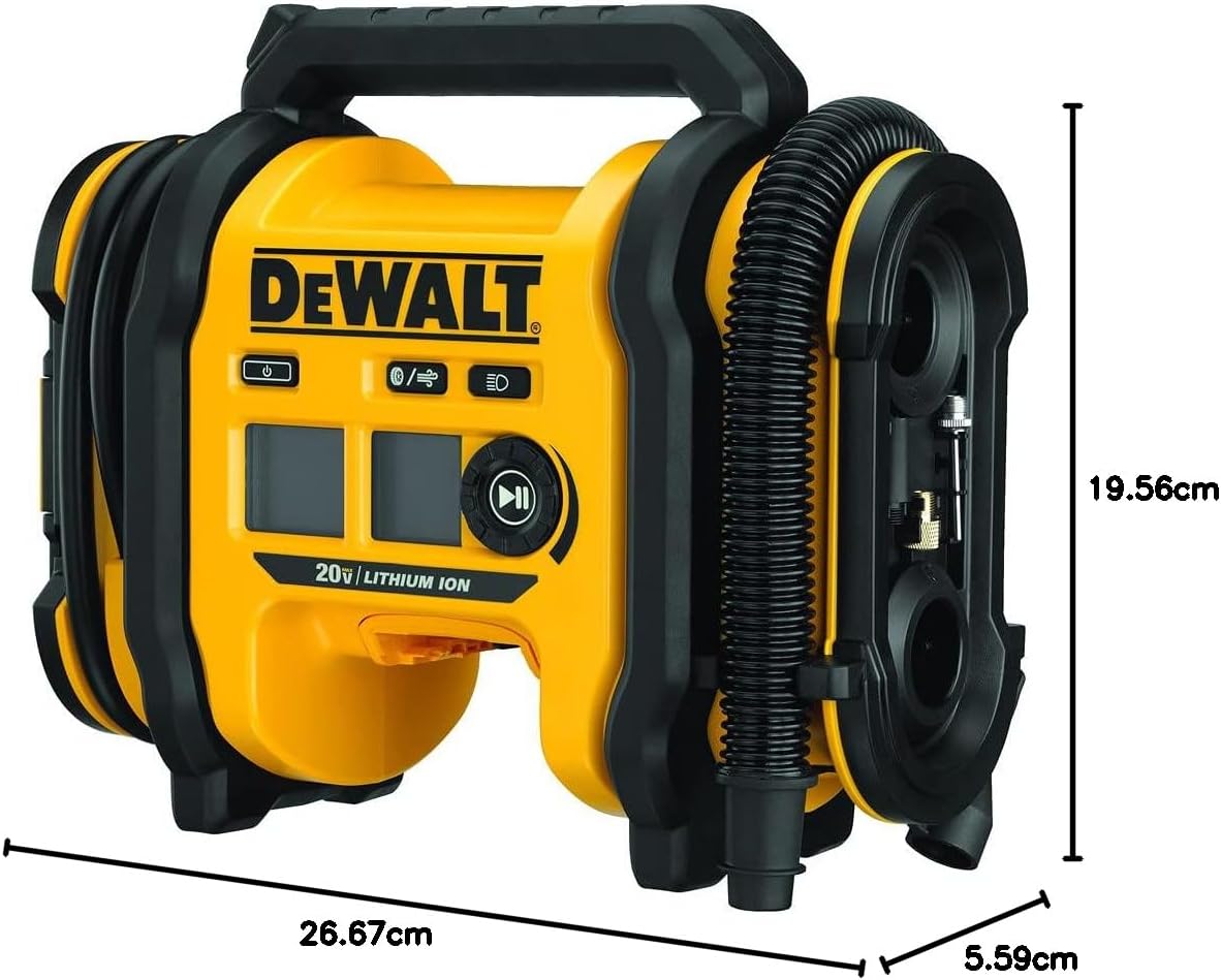 DEWALT Tire Inflator Portable Air Compressor 20V MAX, Car Air Pump with Automatic Shut Off, LED Light, Tool Only (DCC020IB) - Image 2