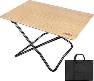 AREFFA Folding Bamboo Camping Table, Portable Outdoor Picnic Table with ...