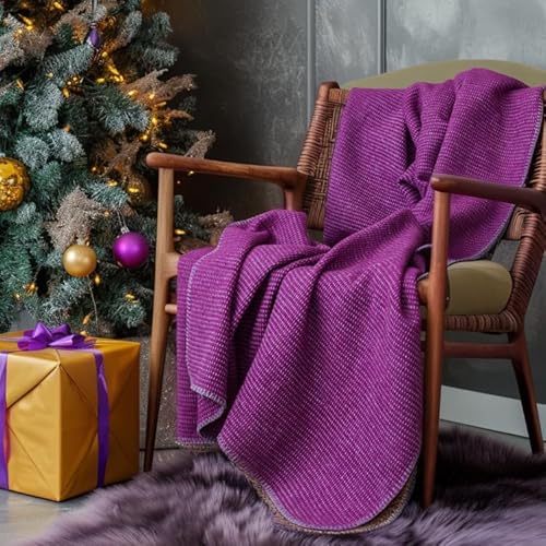 LERUUM Throw Blanket Honeycomb Pattern Cotton Acrylic Polyester Mix Plum Dark Fuchsia 150x200cm For Sofa Armchair Couch Bed Settee (Cyclamen 150x200)