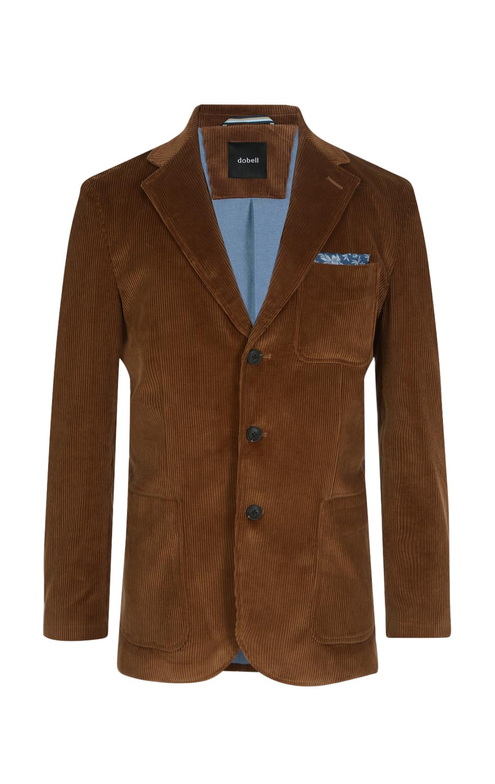 Dobell Mens Mid Brown Corduroy Jacket Regular Fit 100% Cotton Patch Pockets-44R