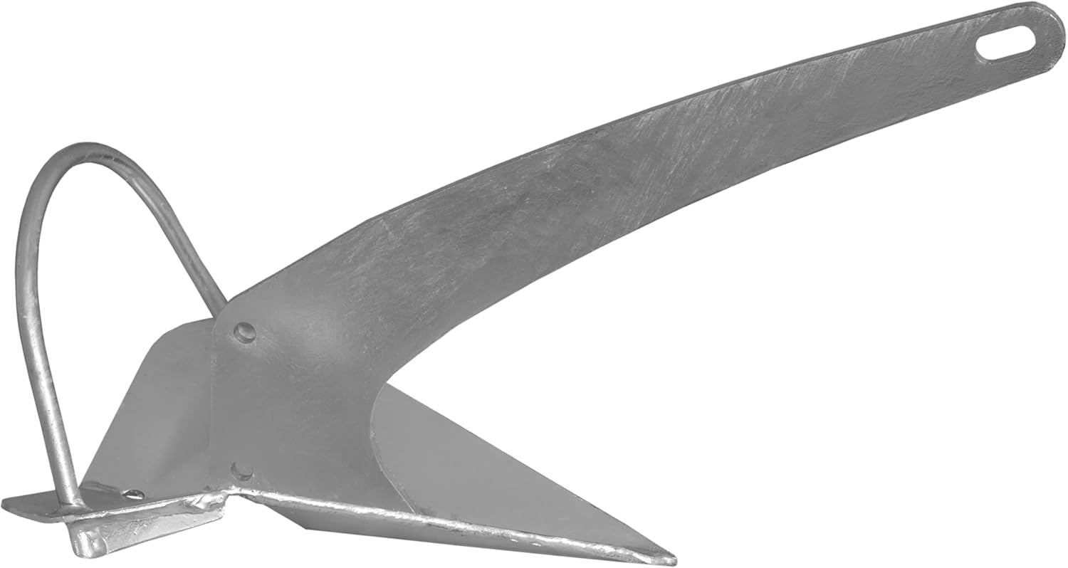Extreme Max 3006.9277 Heavy-Duty Galvanized Self-Righting Shovel Anchor with Roll Bar - 9 lbs., Works Great in Mud, Sand, Clay, and Weeds