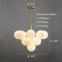 Vista 6 de Lámpara de araña moderna de mediados de siglo con 13 luces de latón dorado para comedor, isla de cocina, dormitorio, sala de estar