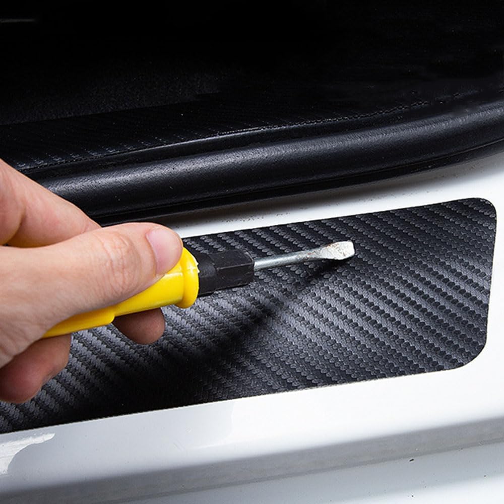 4 Pezzi Battitacco Auto in Fibra di Carbonio per Maserati Levante 2020 2021 2022 2023 2024, Protezione Sottoporta Adesiva Anti-graffio Universale Accessori