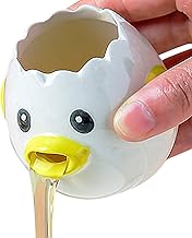 Separador branco de gema de ovo da Lseeu, separador de ovos de cerâmica com desenho criativo, extrator de ovos, gema de ovo líquido, utensílios de cozinha para assar, molhos e molho holandês (amarelo)
