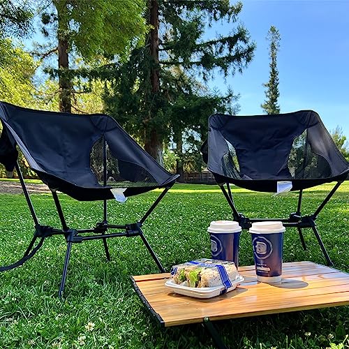 ATEPA Backpacking Chair, Ultralight Folding Portable Small Camping Chairs for Adults Compact Foldable Beach Seat with Anti-Sinking Feet & Aluminum Frame for Outdoor Hiking Travel Fishing, Black