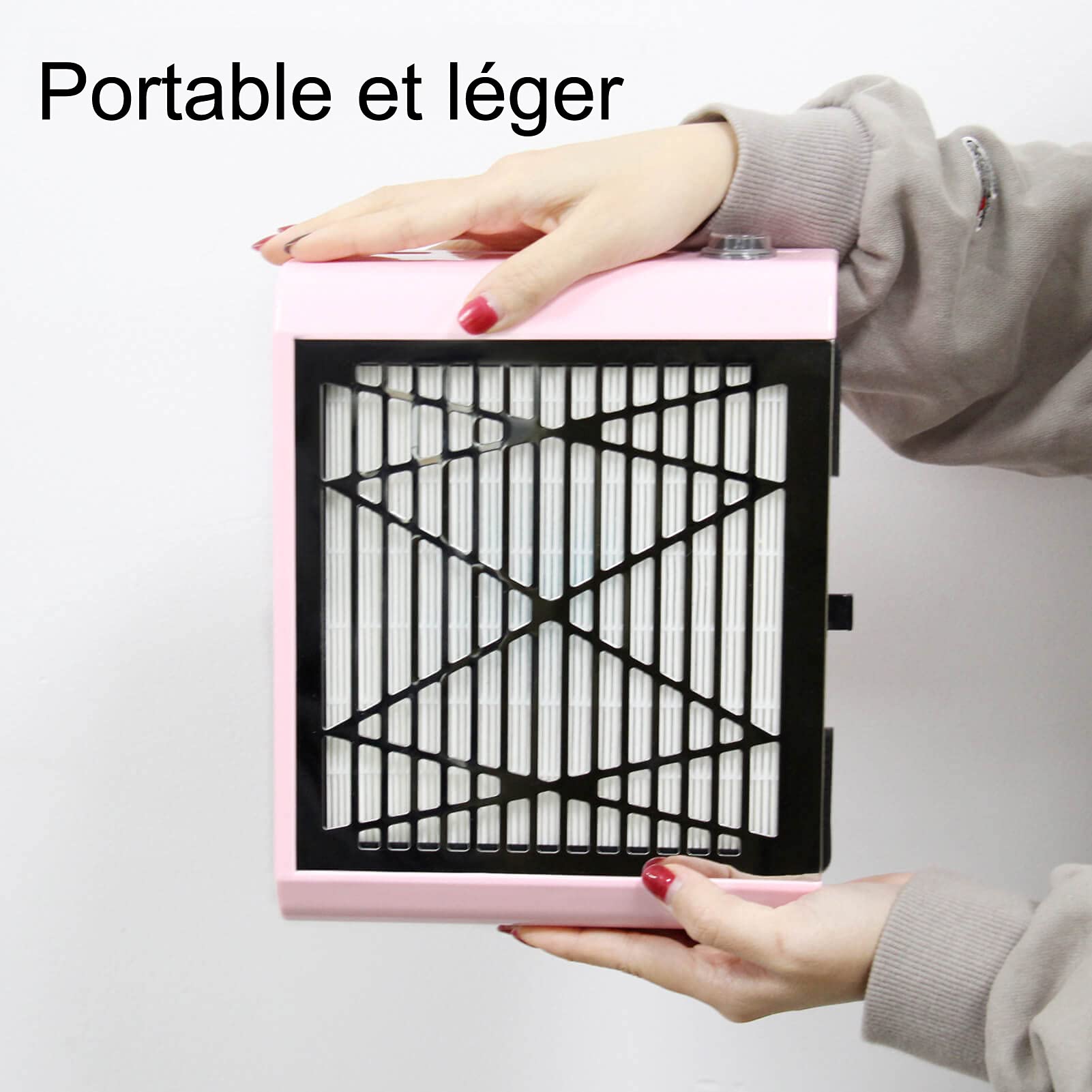 Aspirateur Ongles pour Manucure, Aspirateur Table Ongle Puissant, Aspirateur Poussiere Ongle Professionnel Manucure, Rose