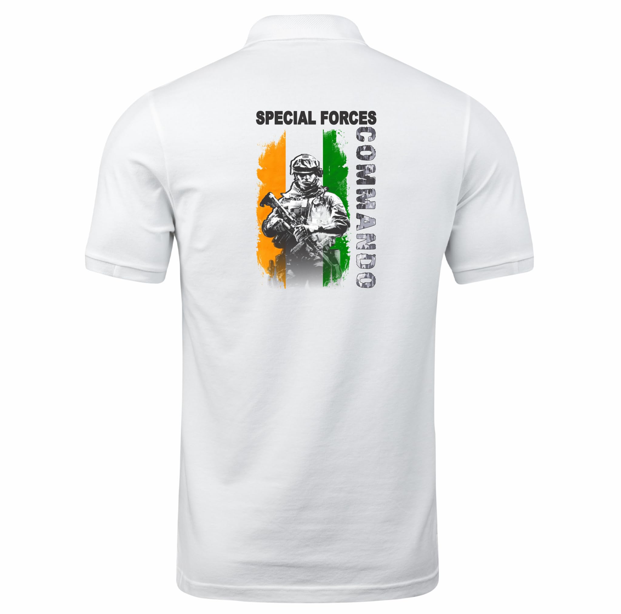 Robotux Special Force Commando Army Design Print Polo T Shirt White Regular FIT-picture-33