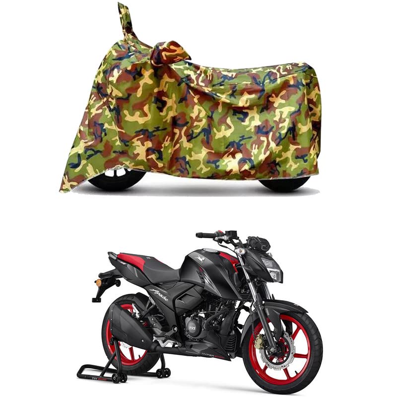 Image of Waterproof 100% PVC Coated Bike Scooty Two Wheeler Body Cover Compatible for TVS Apache RTR 160 4V /UV-Rays /Heat Protection /Birds Dropping /Scratchproof /Dust Proof [6X6 Jungle Print]