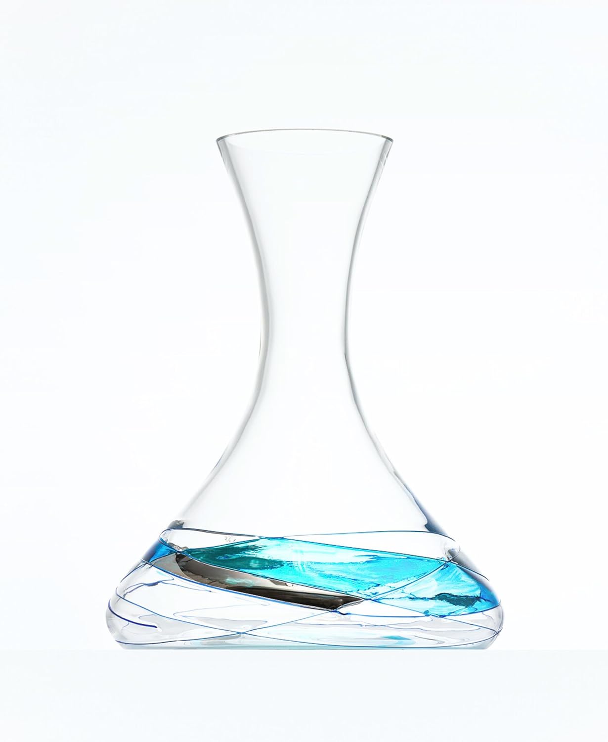 Victoria Barcelona Wine Decanter 55 OZ – Turquoise Sea Edition | Hand-Painted & Mouth-Blown Glass | Inspired by Gaudí & Murano Artistry | Ideal Gift for Wine Lovers & Special Occasions