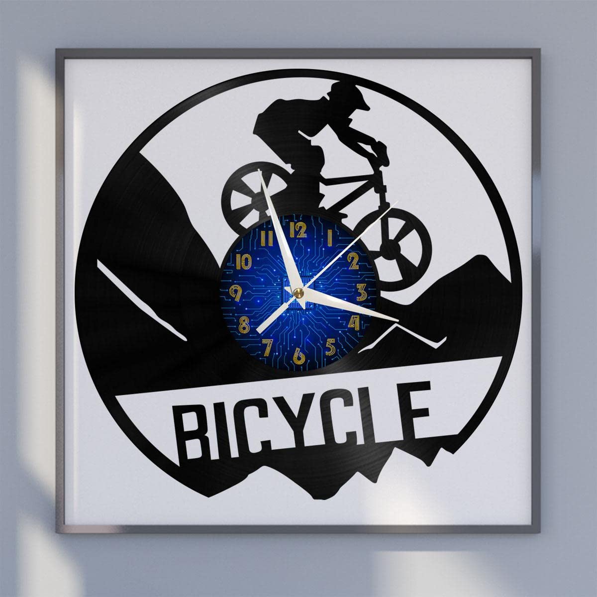 Horloge murale en vinyle compétition vélo cross-country silencieuse sans tic-tac modèle B YHFR