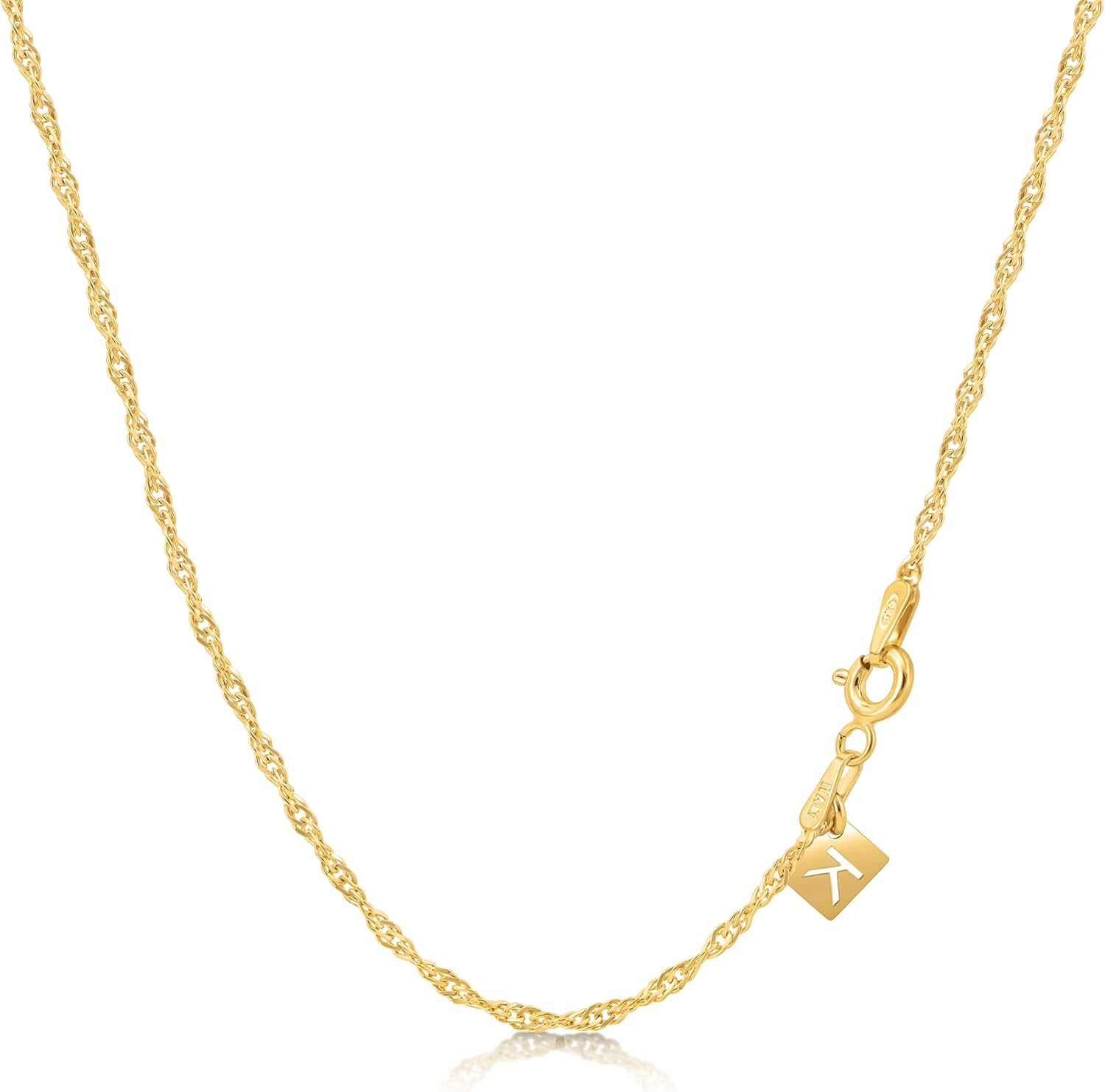 KEZEF 18k Gold Plated 925 Sterling Silver Unisex 14"-36" Singapore Chain Necklace