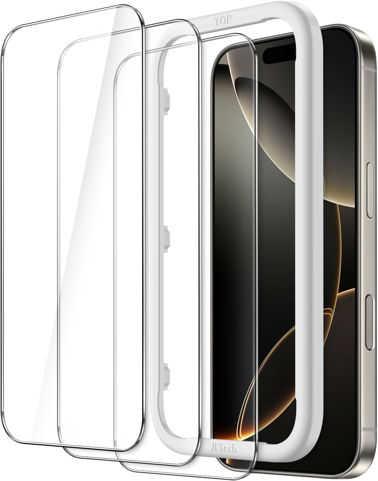 JETech 3 Pack Tempered Glass Screen Protector for iPhone 17 / iPhone 16 Pro 6.3 inch with Guide Frame No Interference HD Clear