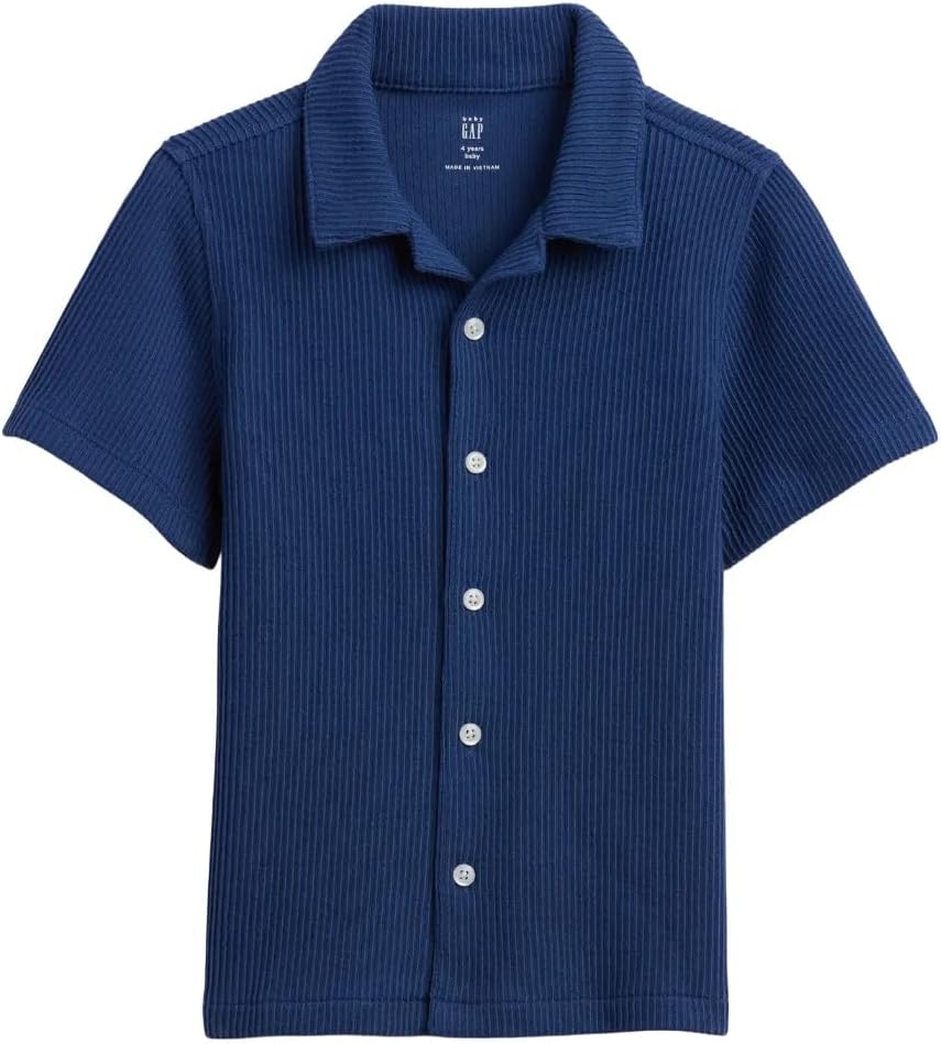 GAP Baby Boys' Short Sleeve Rib Knit Button Front Top