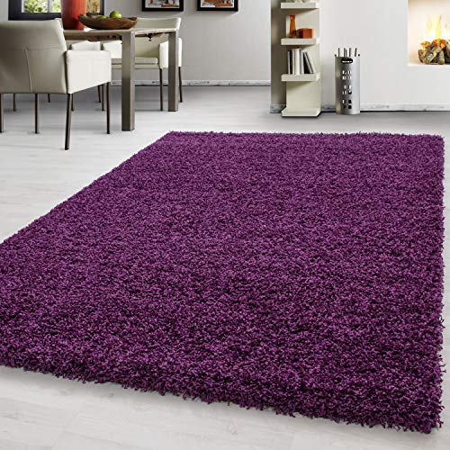 Teppium Moderner Hochflor Teppich Wohnzimmer 300x400 cm Violett - Shaggy...