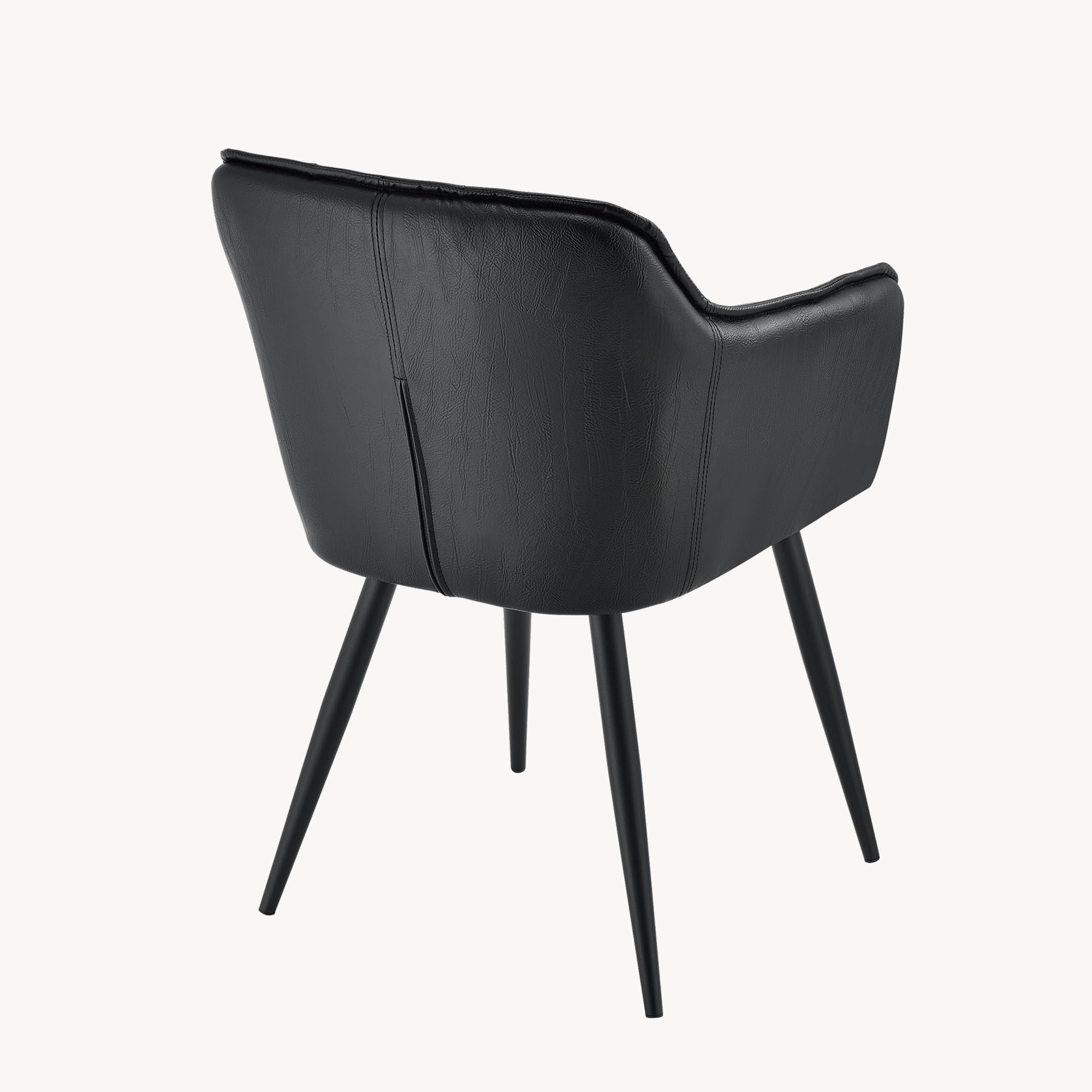 [en.casa] Poltrona Sedia per Sala Pranzo Studio Poltroncina con Braccioli e Schienale Poltrona in Stile Trapuntato Rivestimento in Similpelle - Nero