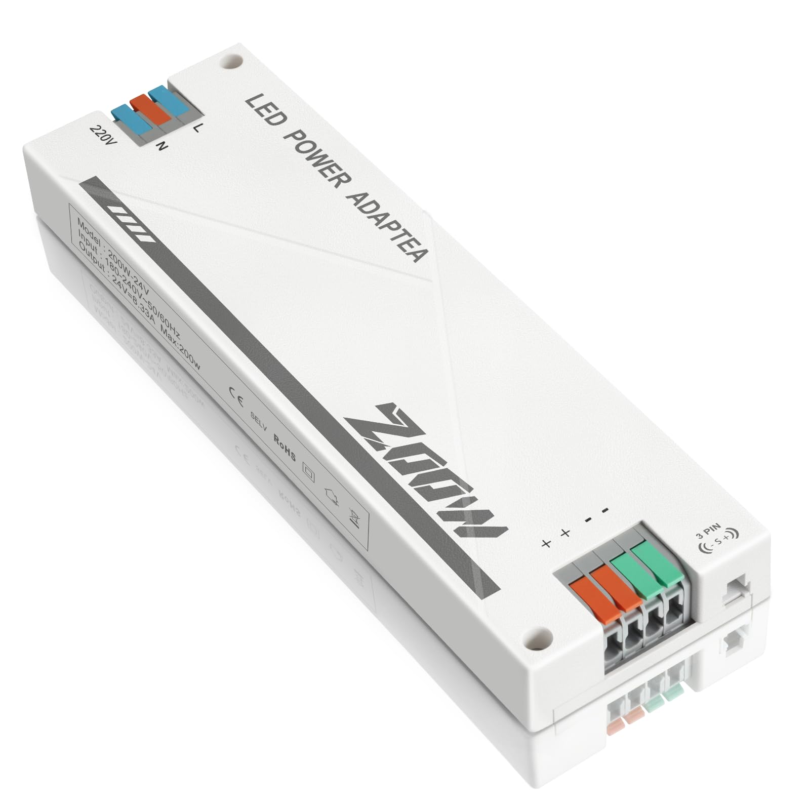 LED Trafo 24V 200W 8.33A, LED Treiber Netzteil 24v, Trafo 23