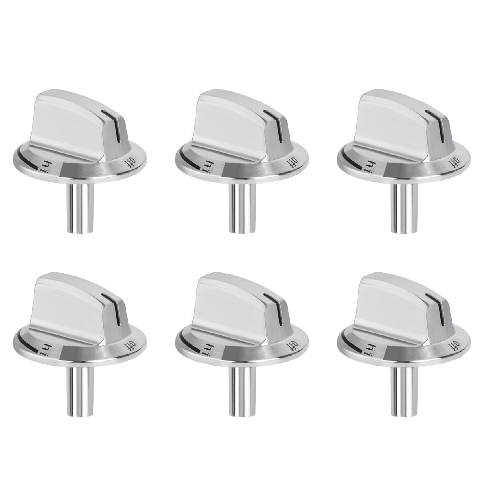 Jnchdghwa Silver 6 Pcs Upgrade 5304525746 Long Stem Stove Knobs Replacements, Compatible Stove Range Oven Knobs