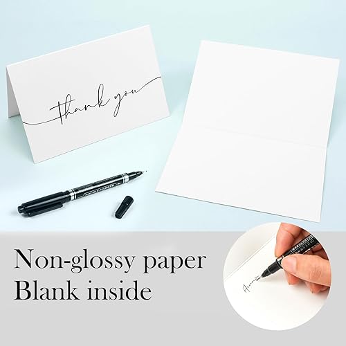 Miniatura 5 de 100 tarjetas de agradecimiento con sobres y calcomanías, elegantes tarjetas de agradecimiento en blanco de 4 x 6 pulgadas, notas de agradecimiento