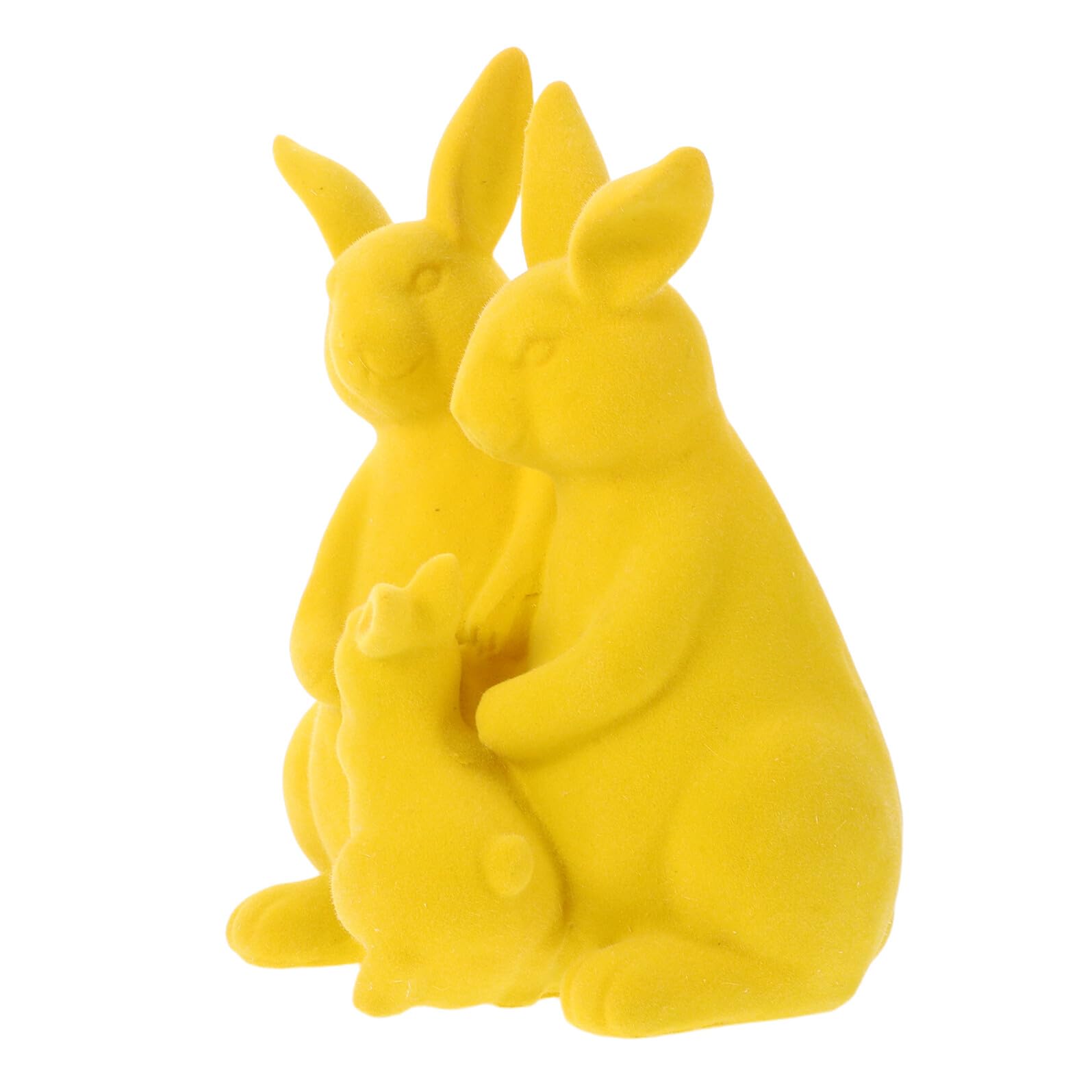 Cabilock Statuina Coniglio Floccato in Resina Giallo, Ornamento Decorativo Pasquale da Tavolo e Scrivania, Centrotavola Primaverile per Casa, Giardino e Ufficio, Decorazione Famiglia