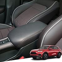 Vista 62 de Funda de cuero para consola central, funda protectora para reposabrazos, accesorios (negro con costuras blancas) para Mazda CX-5/CX5 2017 2018 2019