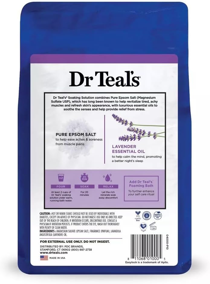 Dr Teal's Pure Epsom Salt Soothe & Sleep Lavender Soaking Solution (3 lbs, 3 pk)