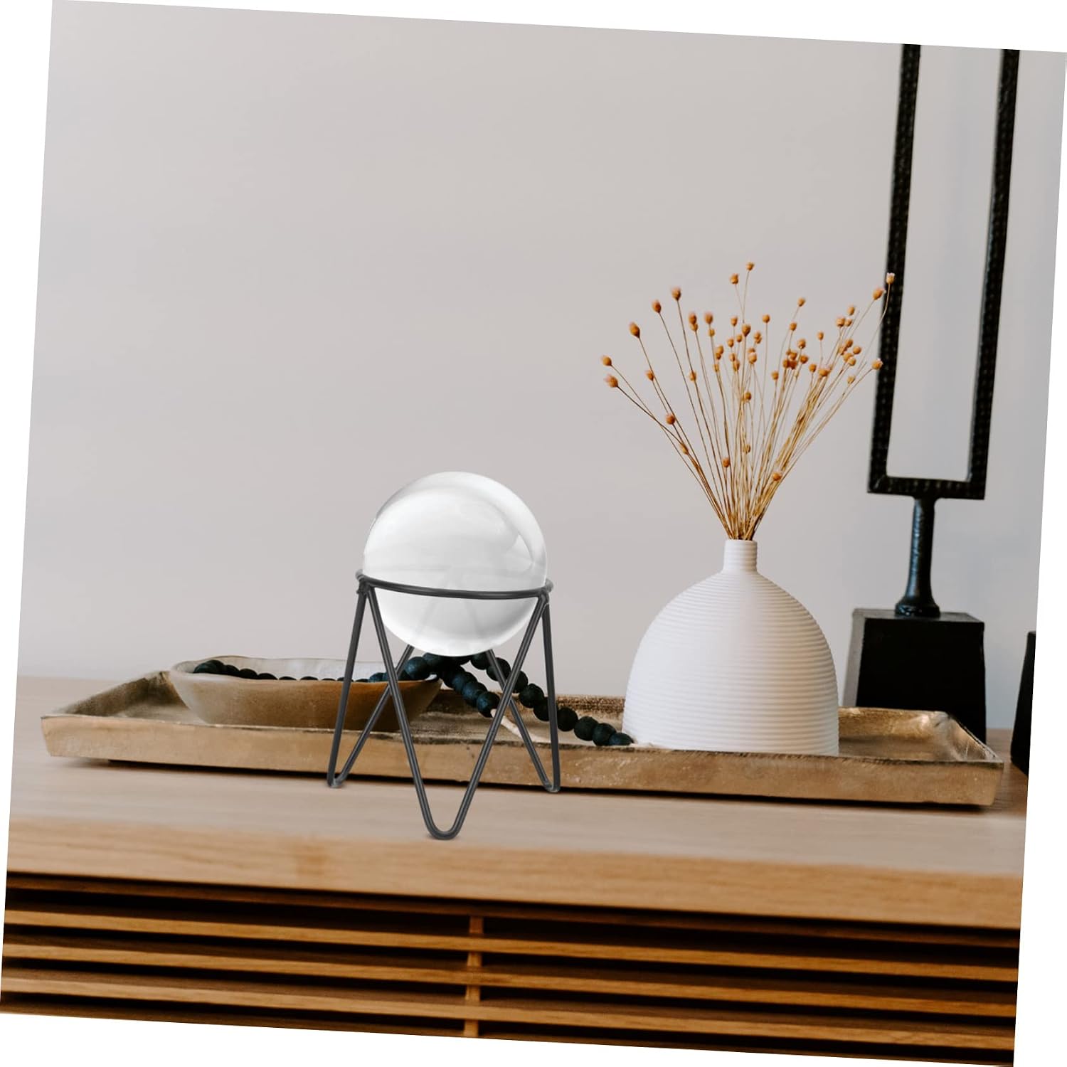 BESTOYARD Small Crystal Ball Holder Iron round Display Stand for Globe
