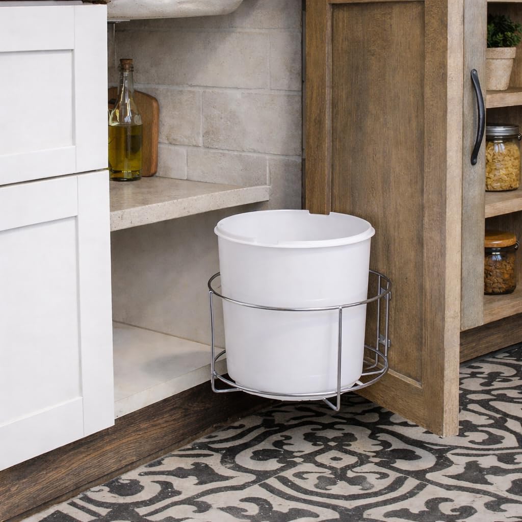 Stainless Steel Open-Top Dustbin Holder Trash Bin Holder Kitchen Storage Wall Mount Modular Kitchen Fixture Hold 10 inch Width Dustbin Stand For Kitchen Cabinet(Pack of 1)(NHSP)