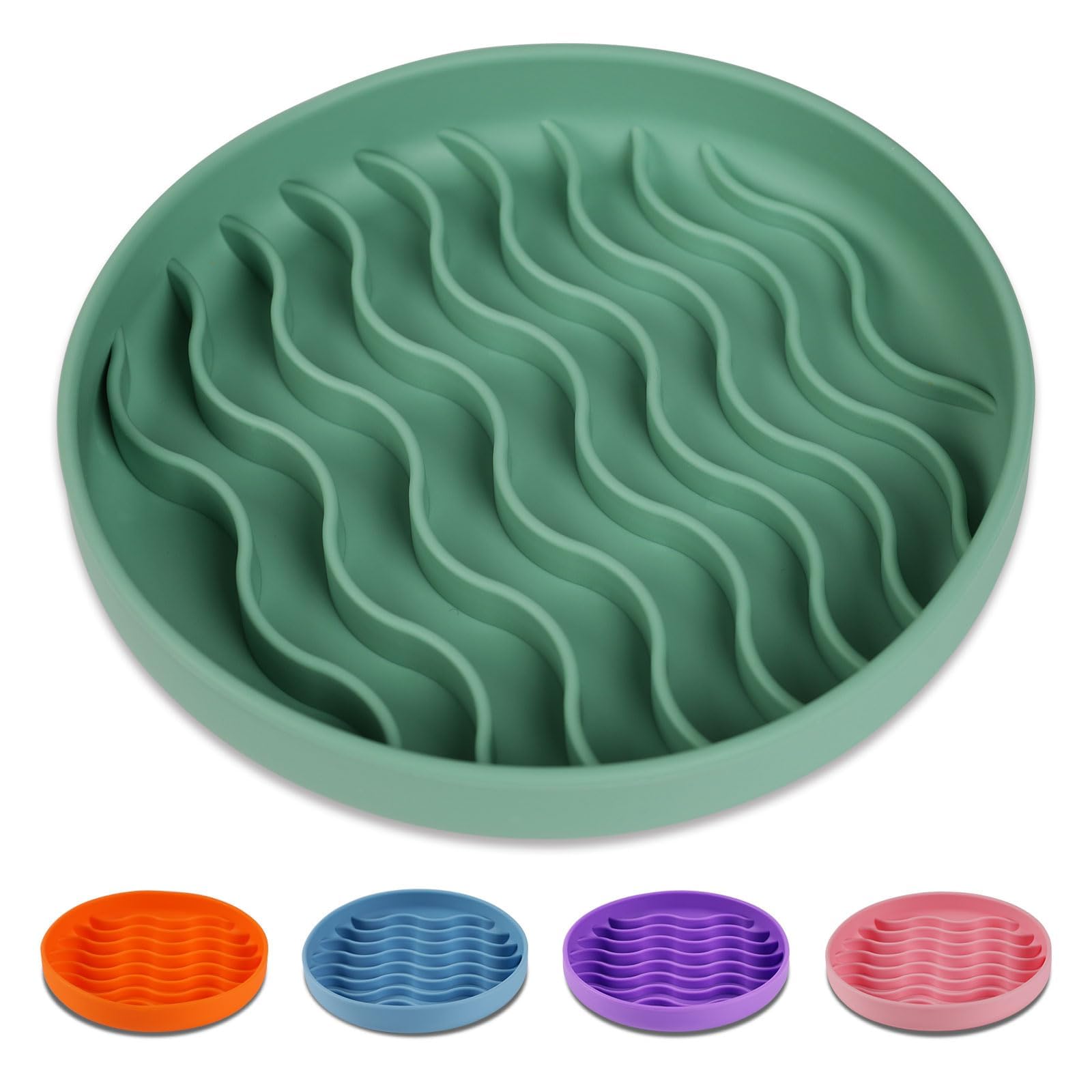 PJDH Slow Feeder Dog Bowls, Silicone Food Bowl Anti-Gulping, Pets Puppy Slow Feeder with Suction Cups, Dishwasher Microwave Safe for All Small Medium