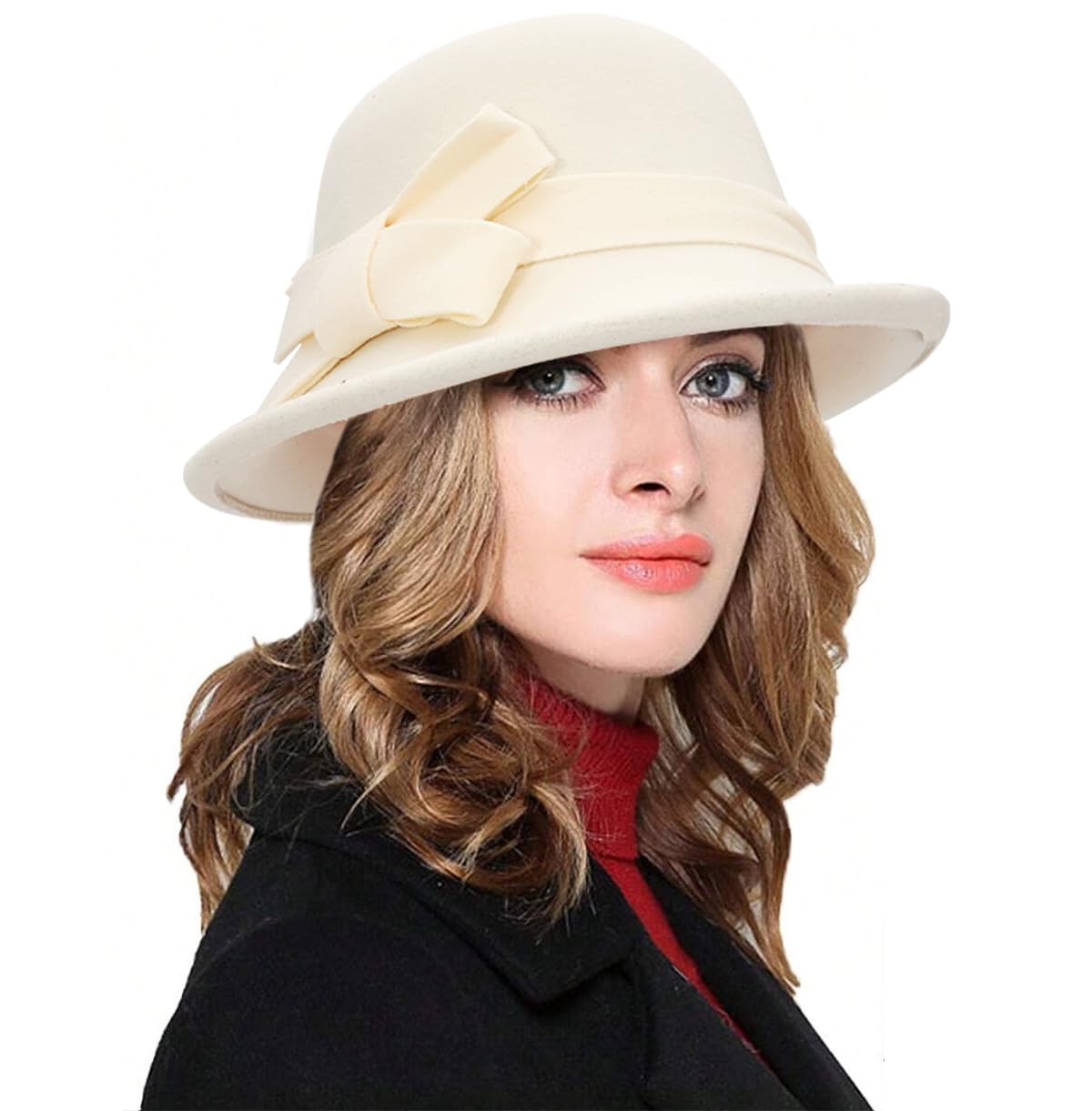 MESU Damen Vintage Filz Eimer Hut 1920S Cloche Bowler Hüte
