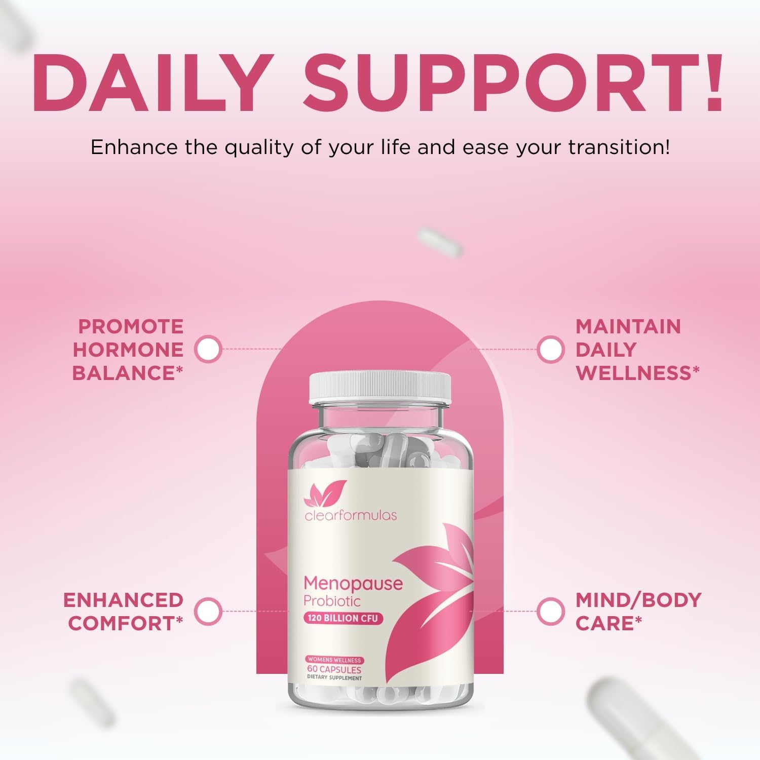120 Billion CFU Menopause Probiotics for Women - Complete Menopause Relief Formula with Prebiotics and Probiotics for Women with 20 Beneficial Shelf Stable Strains & Cranberry Extract (30 Servings)