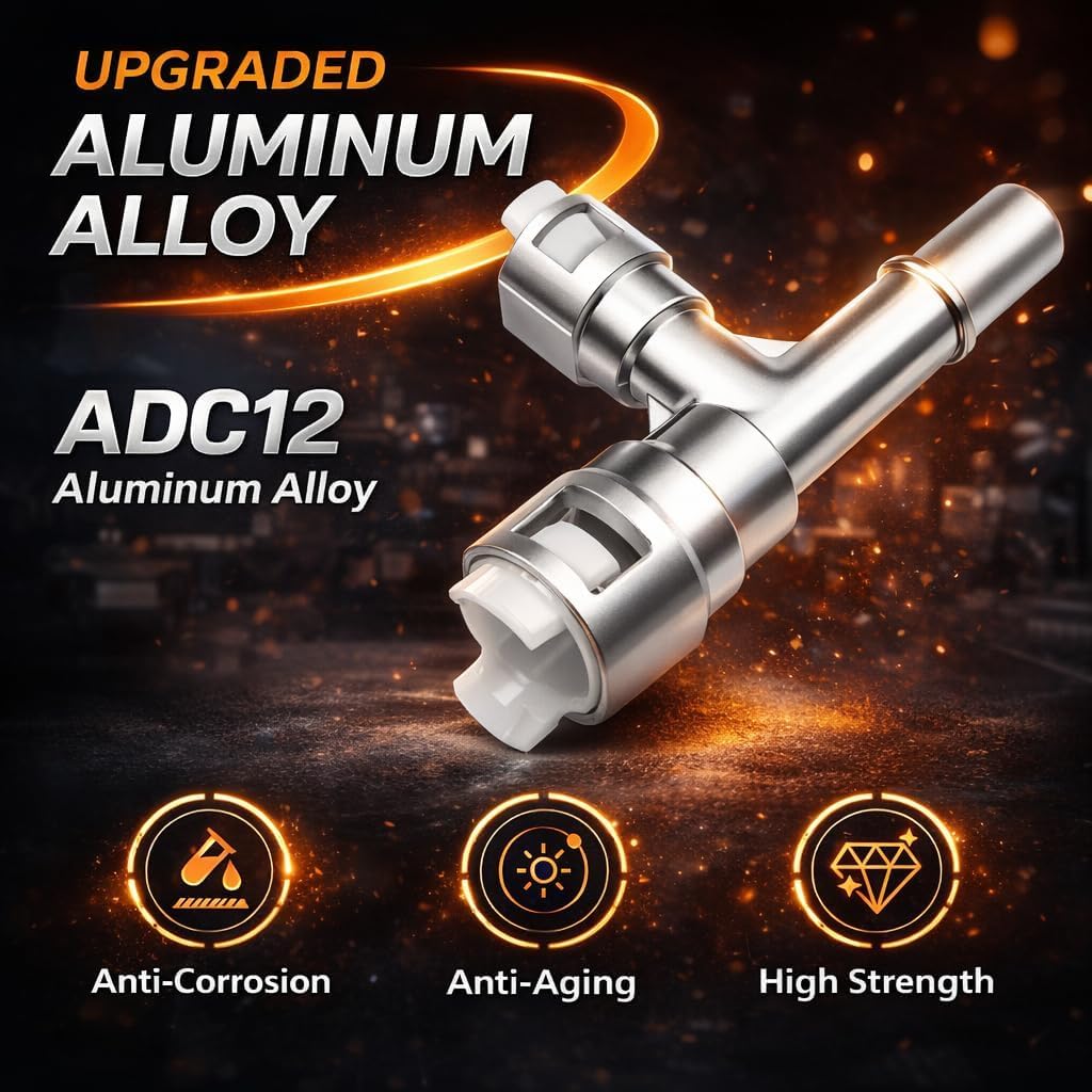 Aluminum Metal HVAC Heater Inlet Hose Tee Connector Compatible with Cadillac Escalade Chevrolet Silverado2007-2014 Suburban 2000-2014 GMC Sierra Yukon Replace# 15055342 800-414HP 800-413HP 15055343