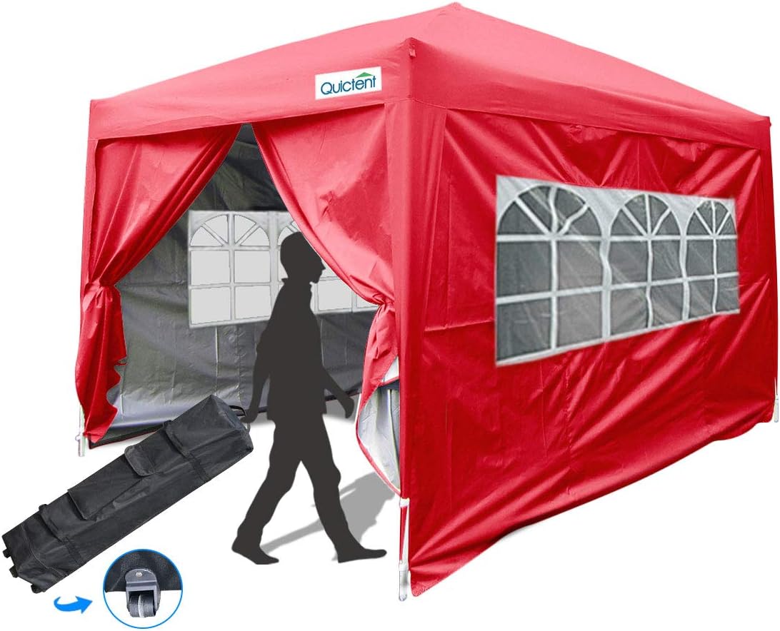 Quictent 2.5m x 2.5m Pop Up Gazebo Marquee Party Tent Waterproof with Pointed Roof, Side Walls and Storage Bag