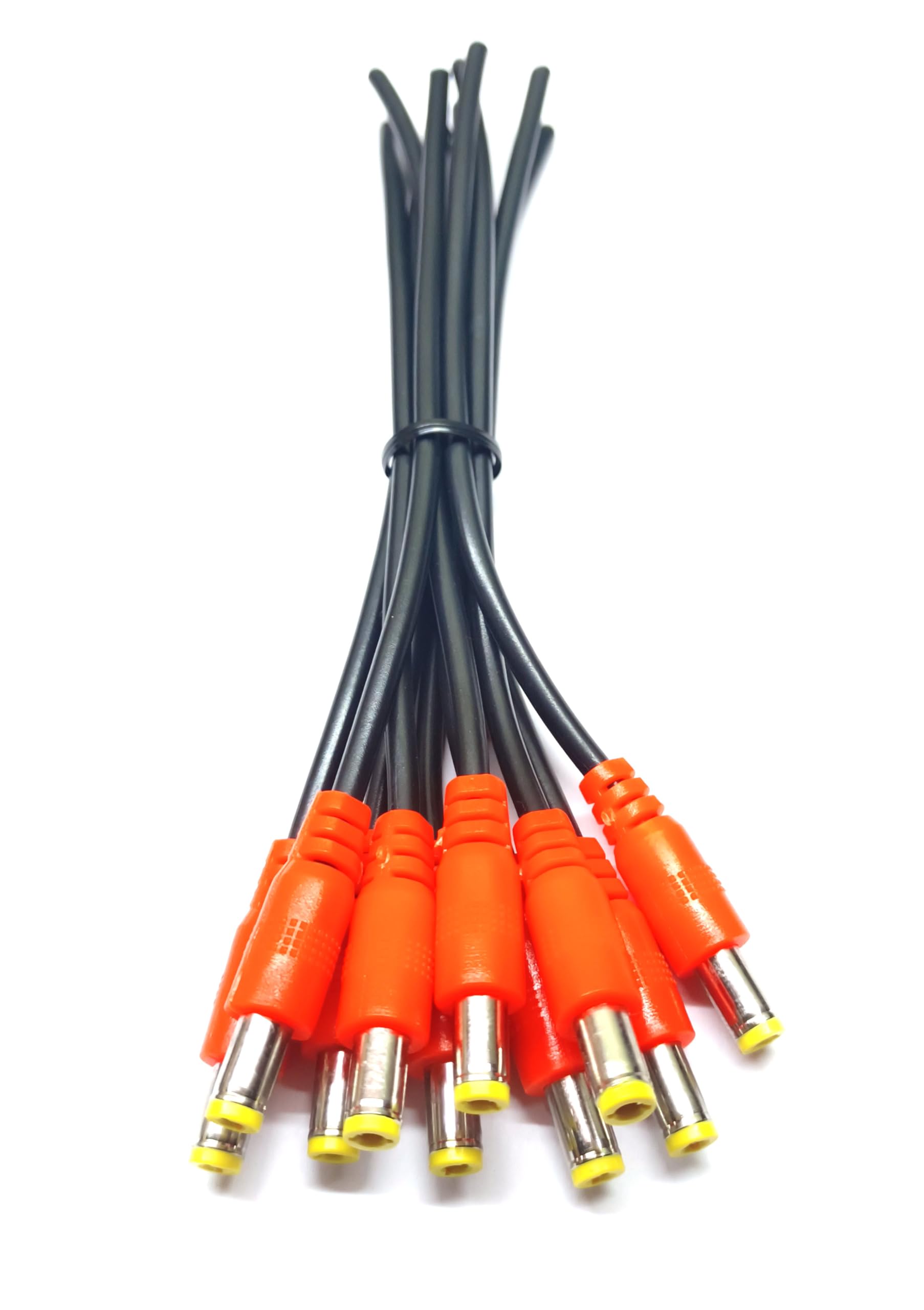 TAAPSEE DC Power Male Cable Wire Connector for CCTV Security Camera and Lighting Power Adapter(2.1mm x 5.5mm) (Orange, 10)-image-1