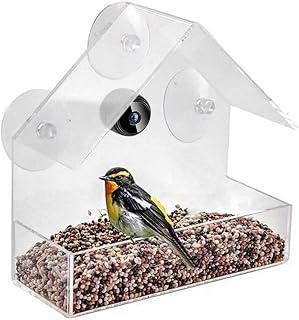 Smart Bird Feeder with HD 1080P Camera,Smart Transparent Round Bird Feeder,Bird Feeders Hanging, for Outdoor Bird Watching, Wild Bird Buddy House for Patio, Lawn and Garden (C)