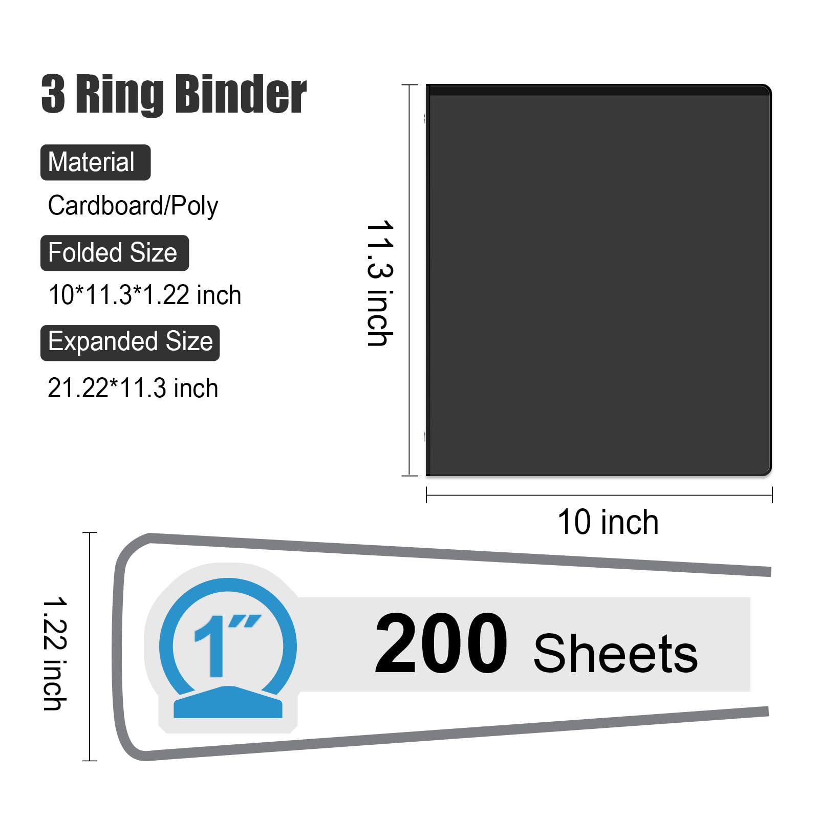3 Ring Binder 1 Inch 12 Pack, Clear View Binder Three Ring PVC-Free - View #3