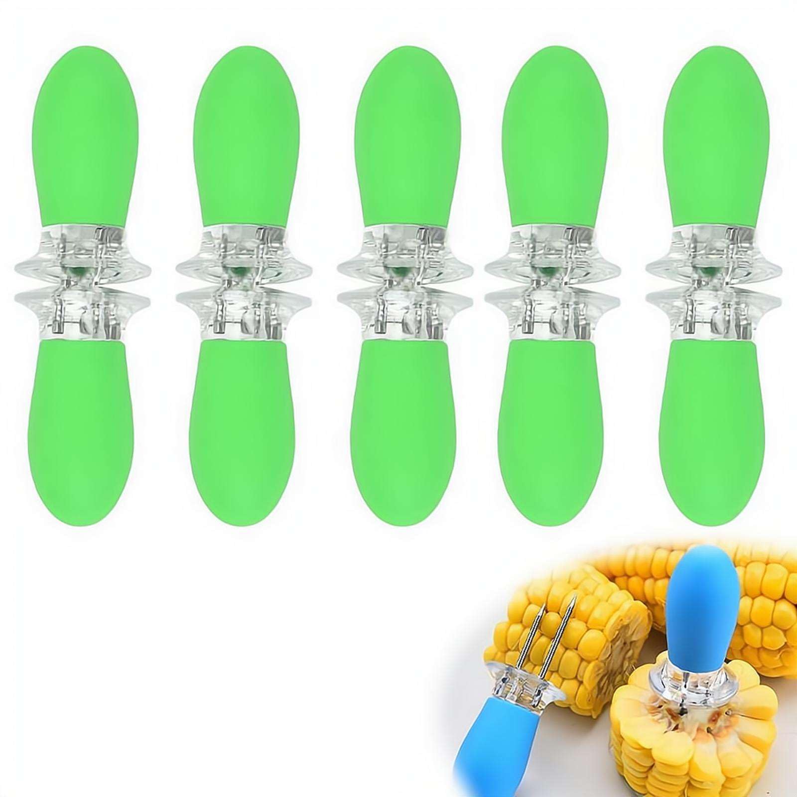 Colorful Corn Cob Holders Stainless Steel BBQ Skewers with Heat Resistant Handles for Grilling and Eating, Home Cooking BBQ Parties Camping