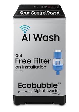 Samsung Smart Choice 10 Kg, 5 Star, AI Wash, AI Energy Mode, Wi-Fi, Ecobubble, AI VRT+, Soft Closing Door, Digital Inverter, Fully-Automatic Top Load Washing Machine (WA80F10E2LTL, Lavender Gray)