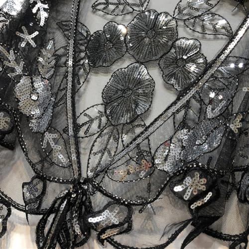 Women's 1920s Shawl Cape Flapper Cover Up Evening Dress Wedding Bridal Cape Mesh Shawl Wraps3