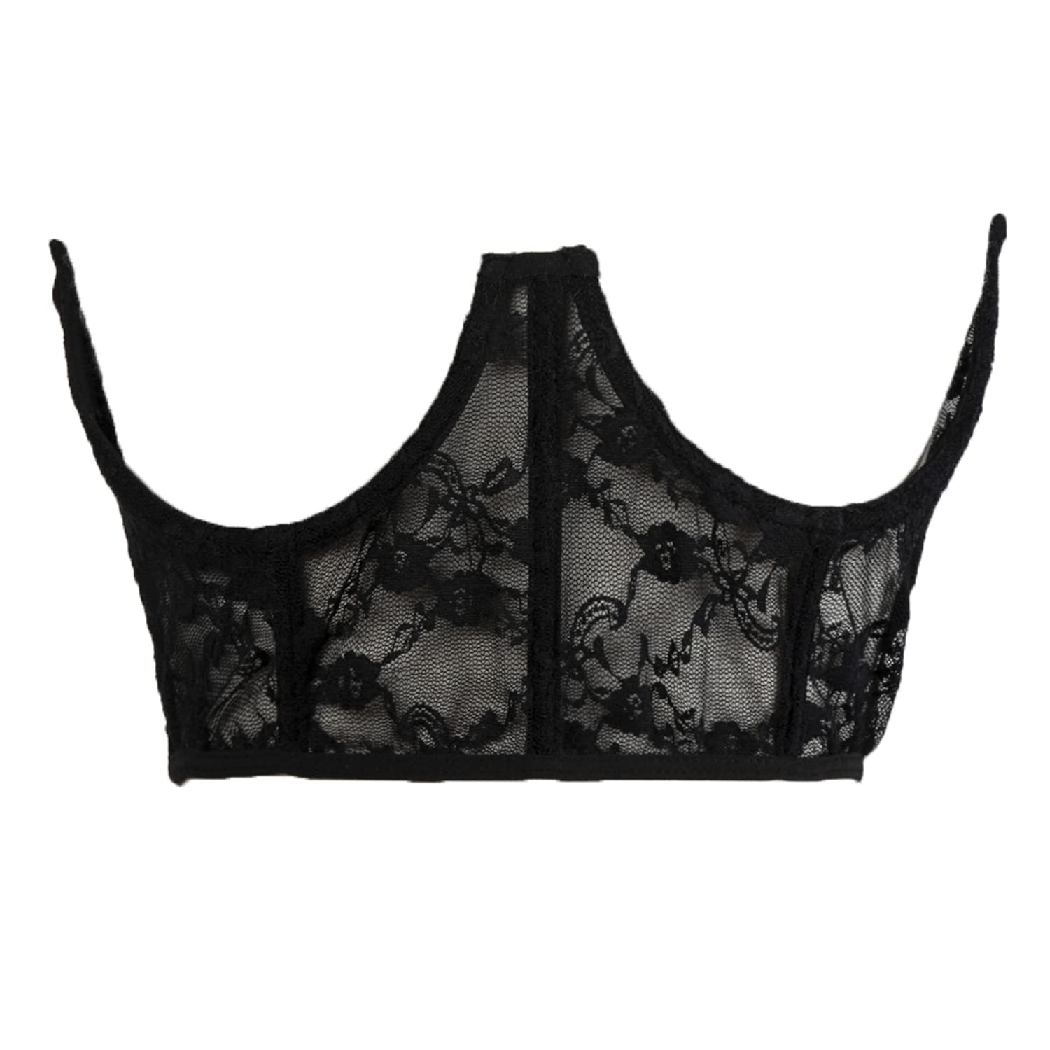 Zac's Alter Ego Women Push Up Floral Lace Underbust Corset Black