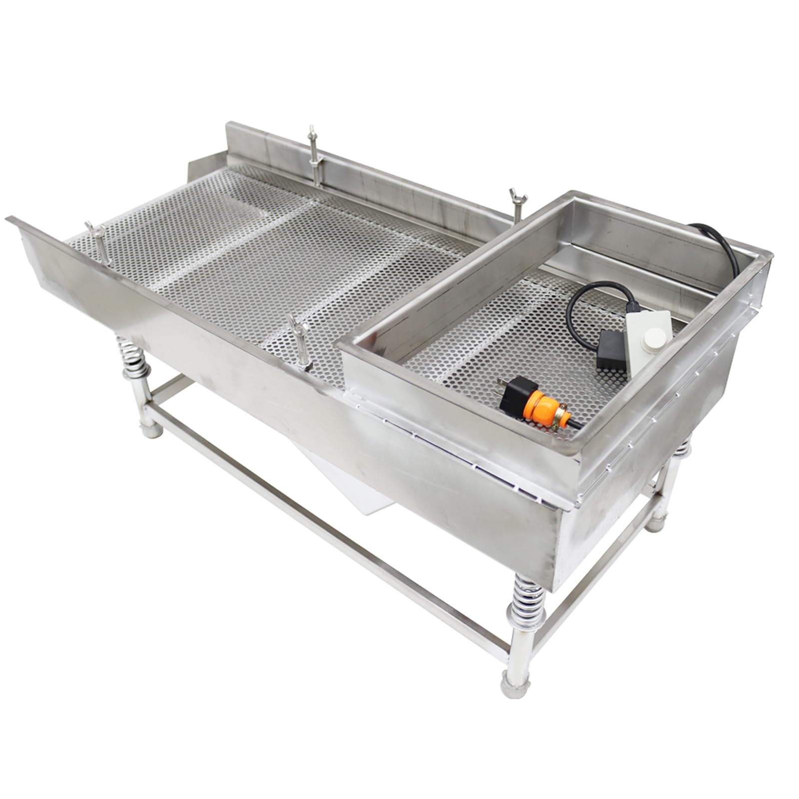 WYDDDARY Straight Vibrating Sieve Electric Linear Sifter Machine Stainless Steel Screen Shaker with 6mm Round Hole Mesh Single Layer Single Motor 220V