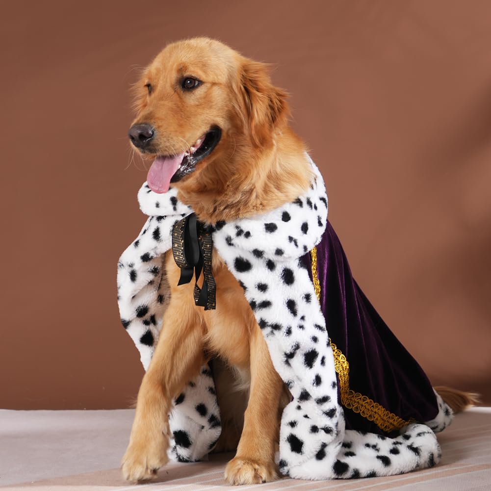 Lovelyshop pet serial Lux Fur Purple Cat Dog Cloak for Halloween costumes King Queen prince and princess cosplay- XL - Image 2