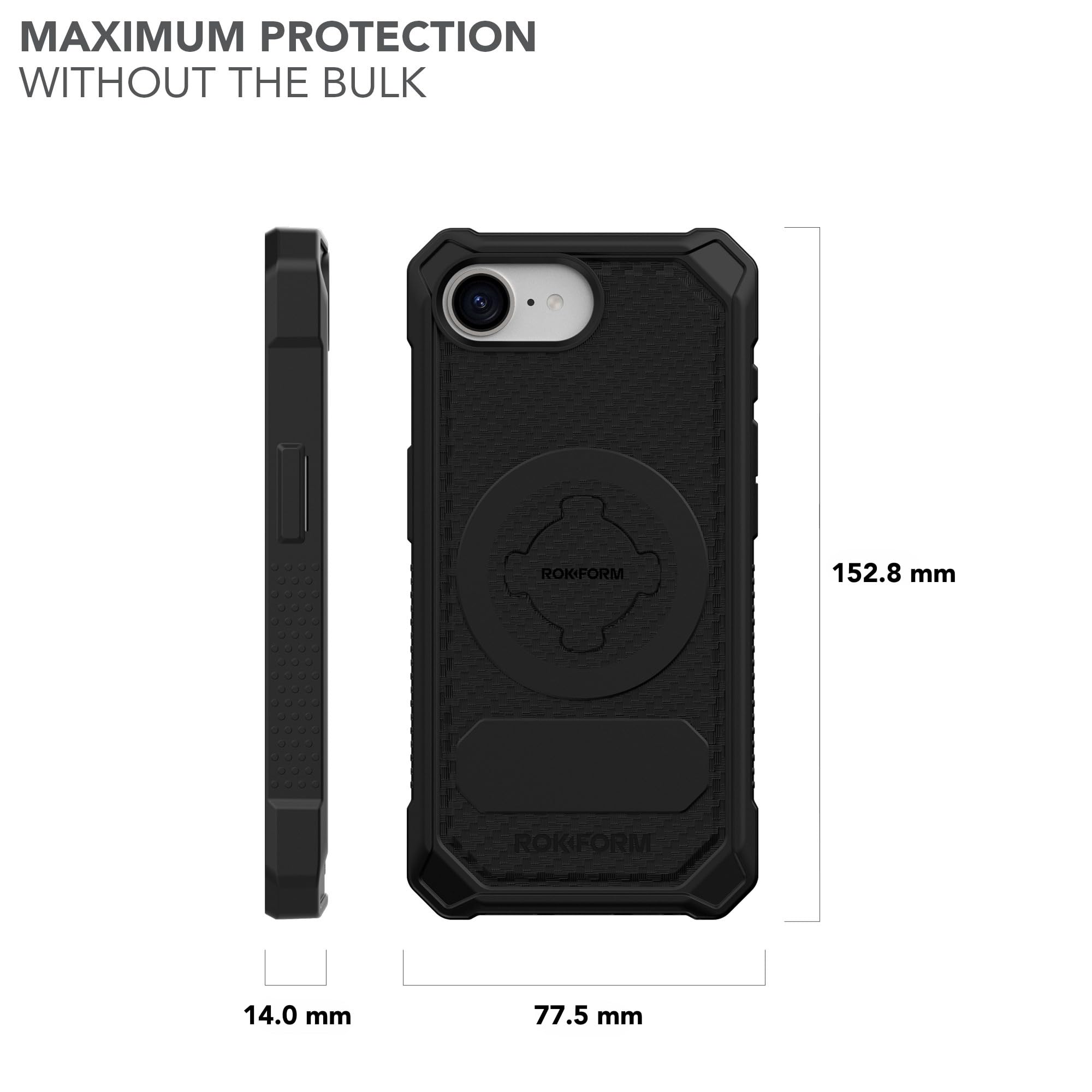 Rokform iPhone 16e robustes Gehäuse, magnetisch + RokLock (schwarz)