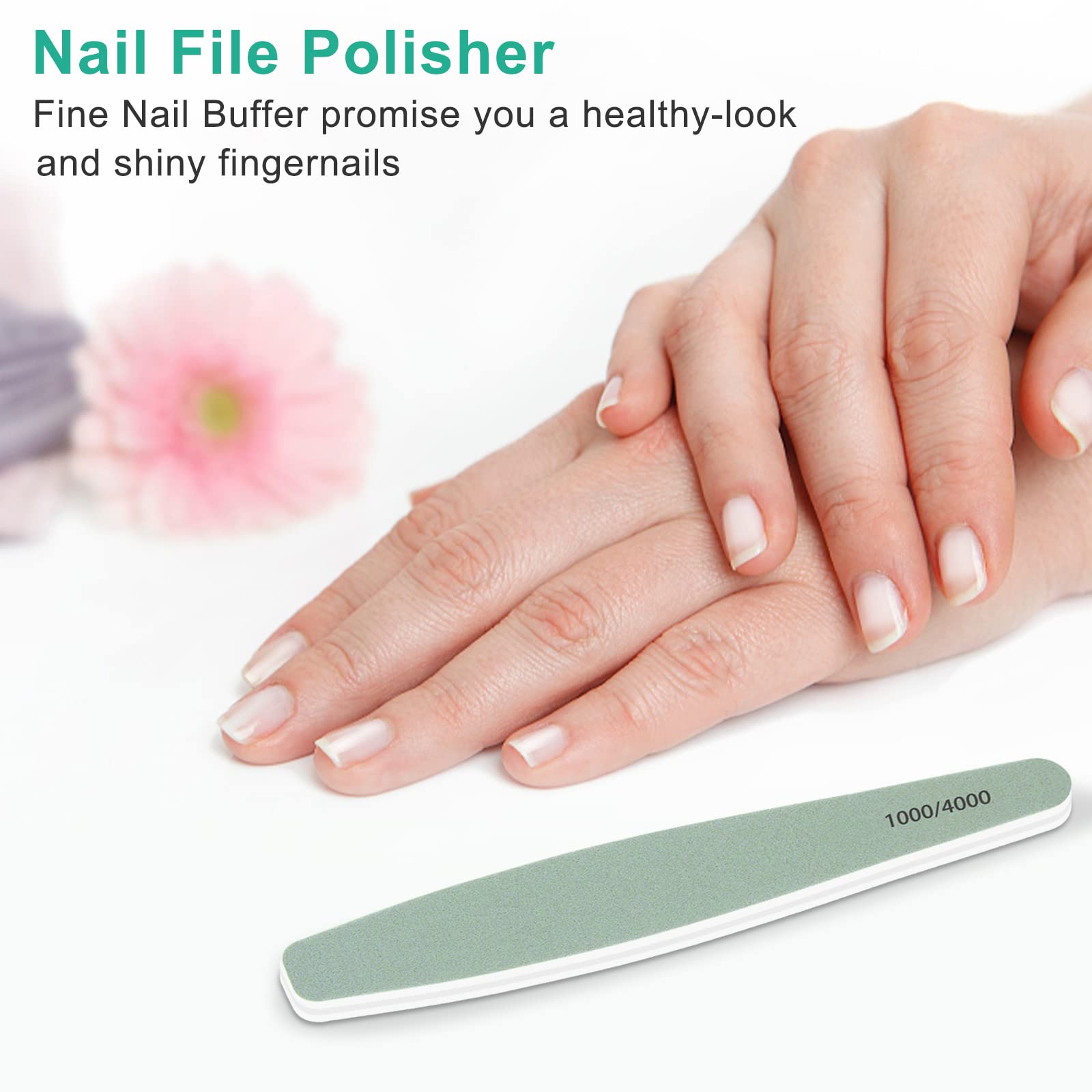 CGBE 12Pcs Limes à Ongles Professionnelles, Limes Polissoirs à Ongles Lisse et Brillant pour Ongles Naturels, Buffer Ongles Double Face Grain 1000/4000 Lavable Réutilisable Pour Salon, Maison