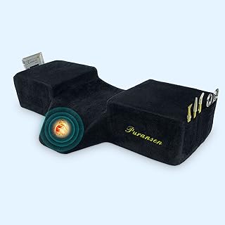 Puransen Lash Bed Pillow with Neck & Back Support - Curved Memory Foam Beauty Pillow for Eyelash Extensions & Salon Services, Two Pockets for Tools on The Sides of Removable Velvet Pillowcase (Black)